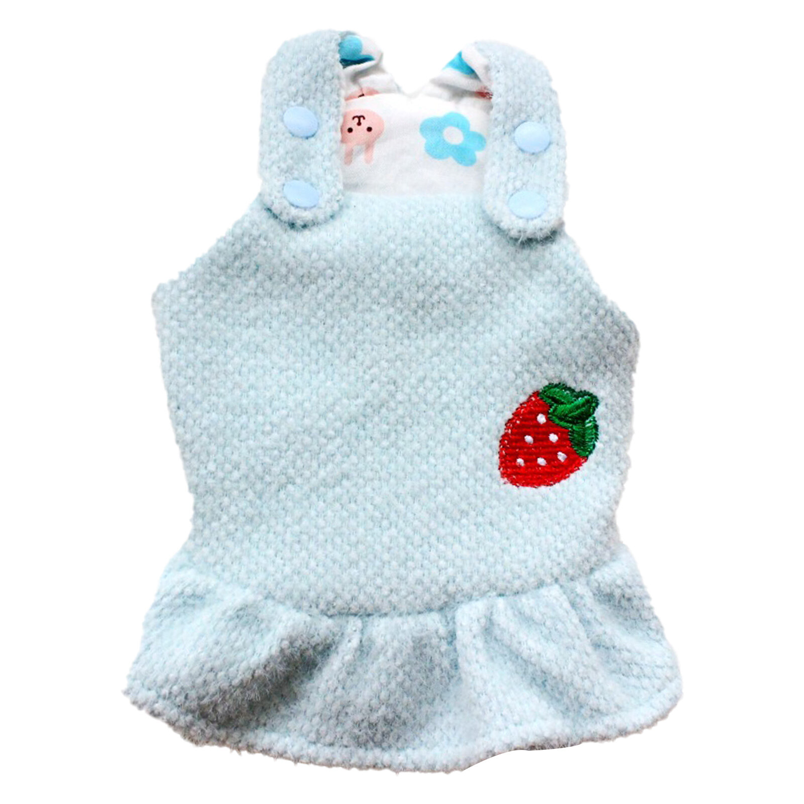 huanhuang Pet Strap Skirt Strawberry Pattern Dress-up Skin-friendly Thickened Pet Dogs Cats Princess Dress for Winter