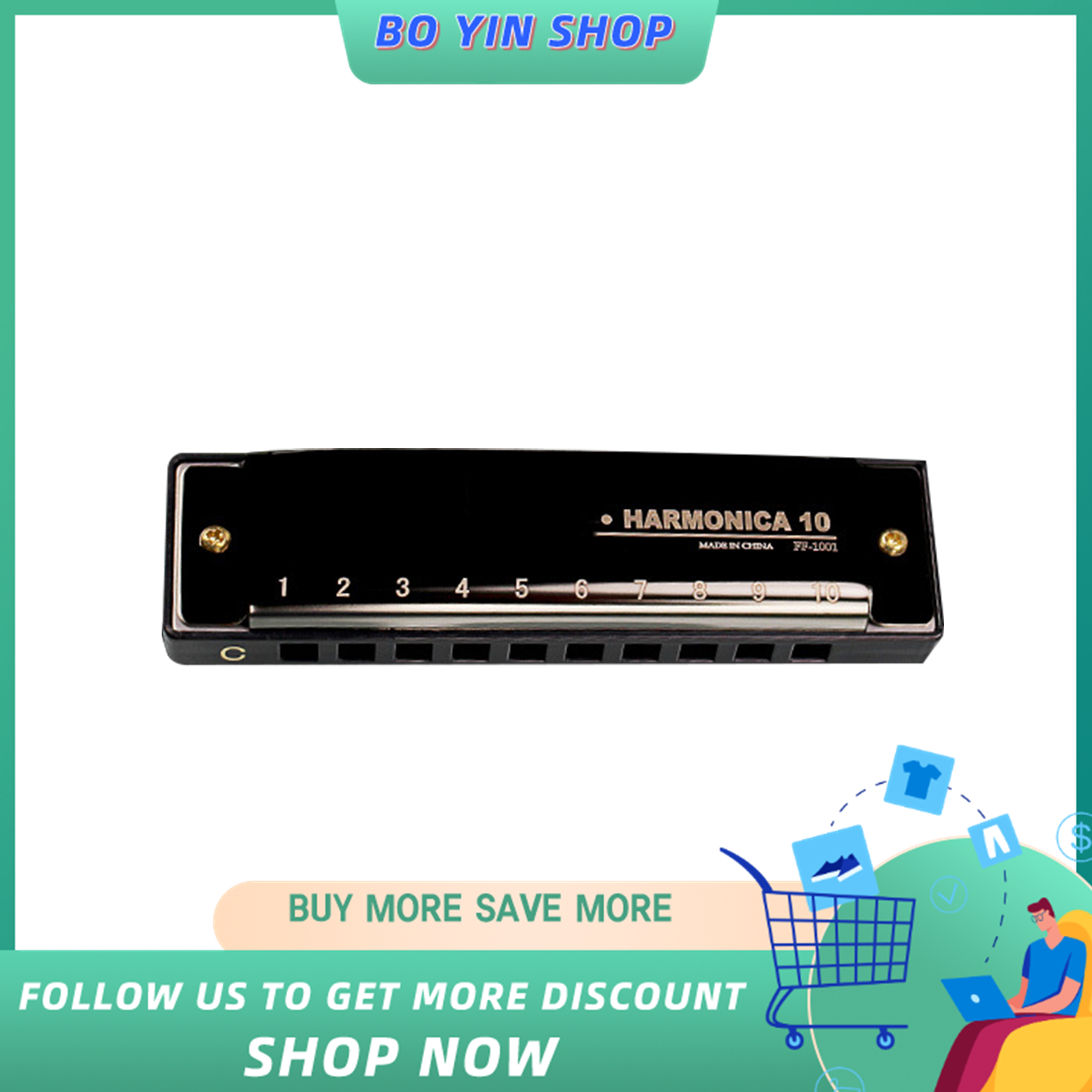 Harmonica Diatonic Blues Harmonica Key of C, 10 Holes 20 Tones Blues Harp Mouth Organ Harmonica Stainless Steel Shell For Kids Adults and Beginners