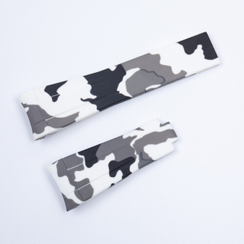 20mm Curved End Camo Silicone Rubber Watchband Replace For Rolex strap Daytona Submariner GMT explorer Bracelet Folding buckle