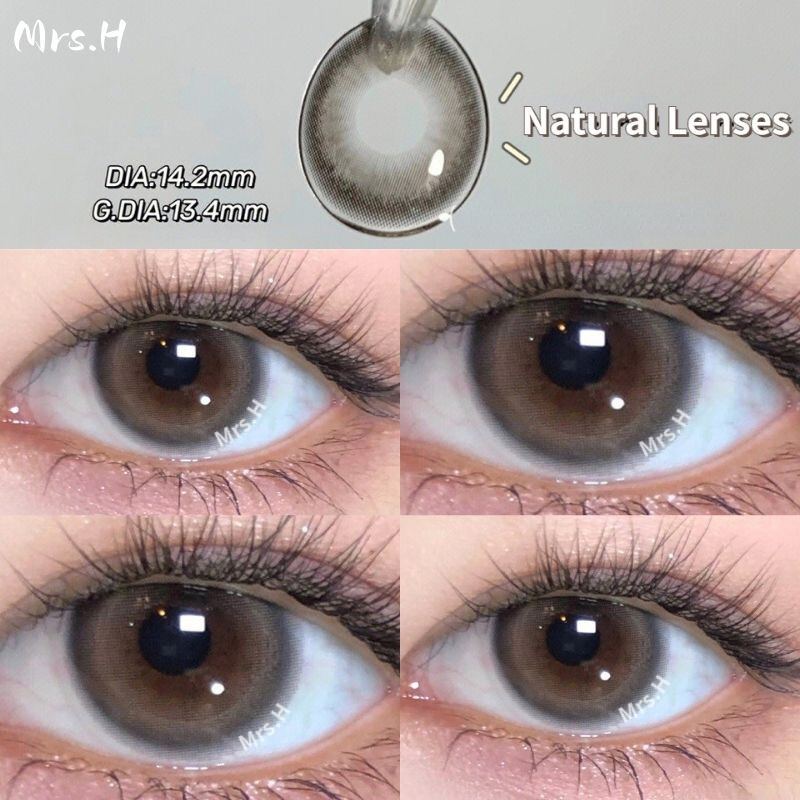 Mrs.H contact lenses 14.2-14.5mm  lens xám New Series Rose Kính áp tròng màu nâu xám Kính áp tròng m
