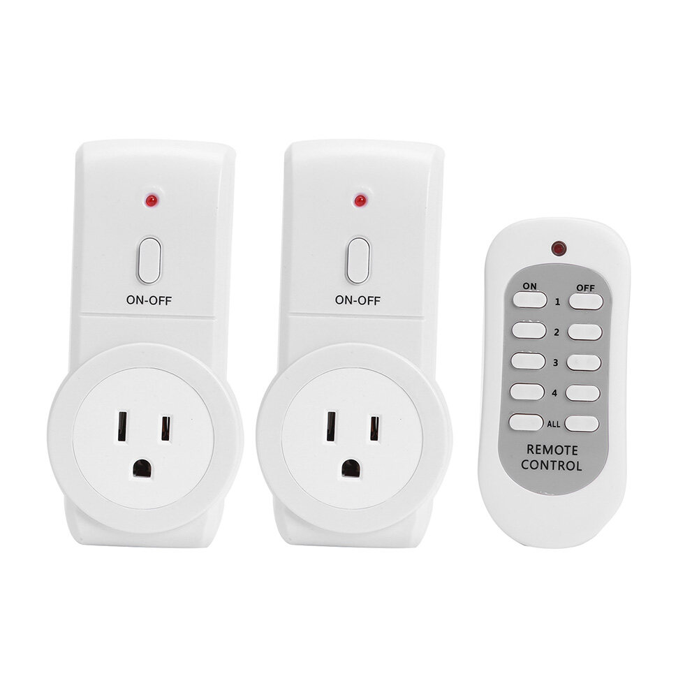 2Pcs US ปลั๊ก 120V 10A ไร้สายไฟควบคุมรีโมทเต้าเสียบปลั๊กไฟ Home Office