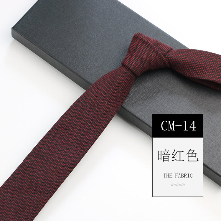 Men's Korean-Style Narrow Tie 6cm Hand-Made Cotton Pure Black Tie