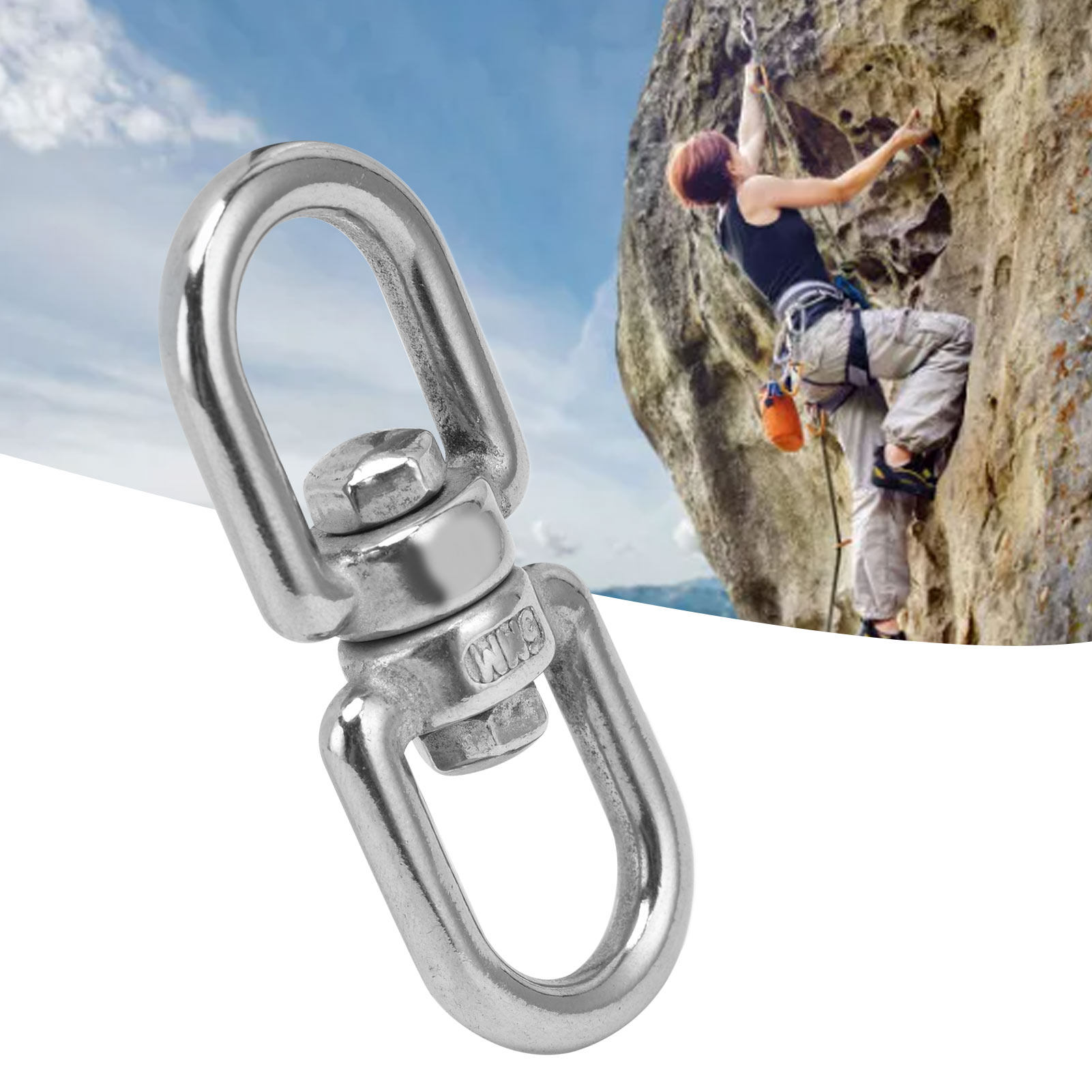 Eye To Eye Rotate Ring, Double Ended Rotate Eye Hook Rust Resistant Wide Application Durable Big Eye Opening for Hammocks for Hanging Chairs for Swings