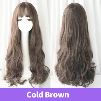 Full Wig With Bangs Long Wavy Curly Wig Lady Fleeciness Long Curly