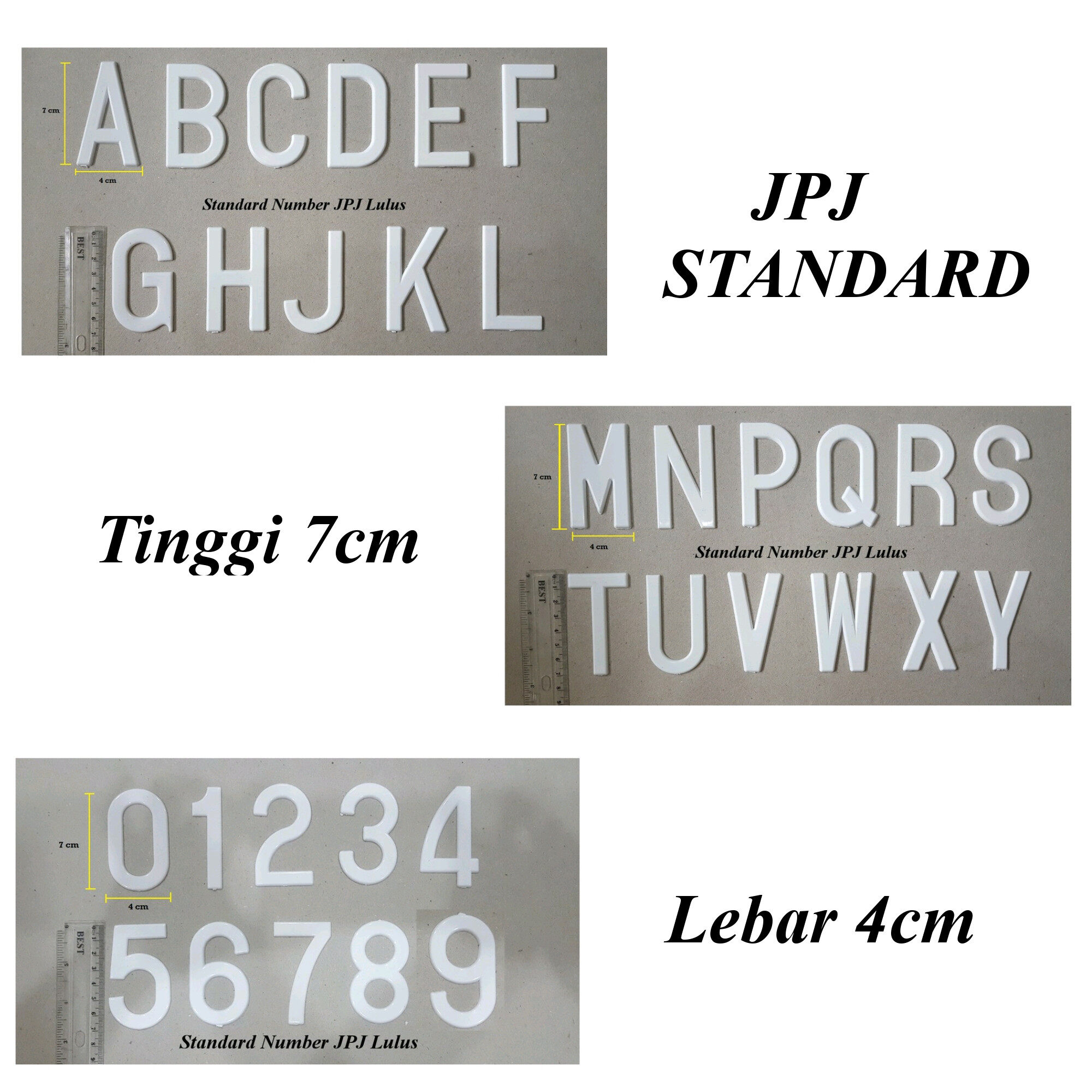 Nombor Plate Kereta Standard JPJ Lulus Nombor dan Huruf / JPJ Standard