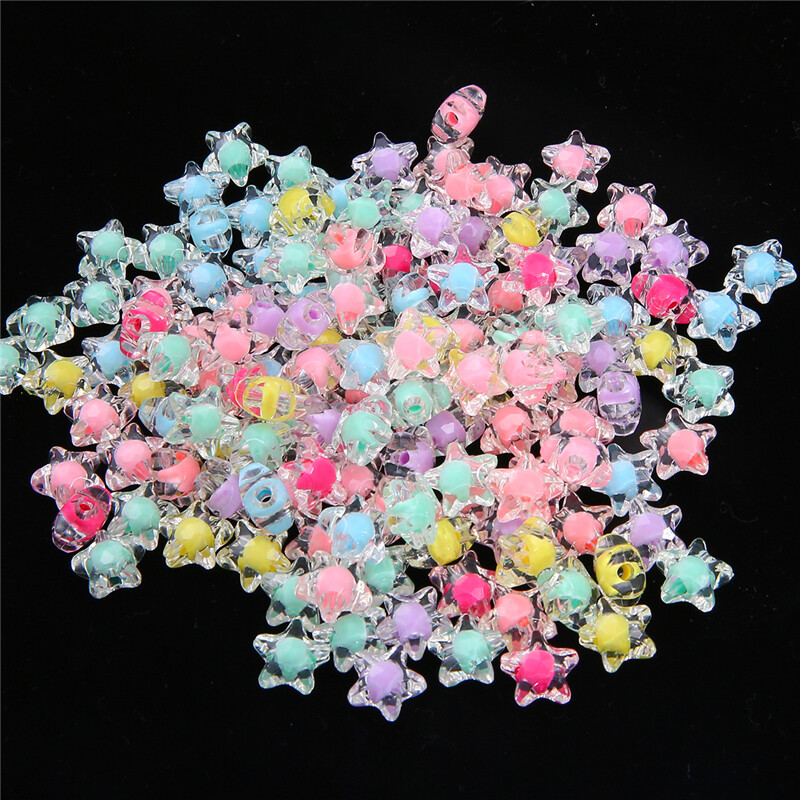 80pcs/Bag Plastic Acrylic Star Beads Fashion Loose Spacer Beads for Jewelry Makeing DIY Hairpin Earring Necklace Handmade Bracelet