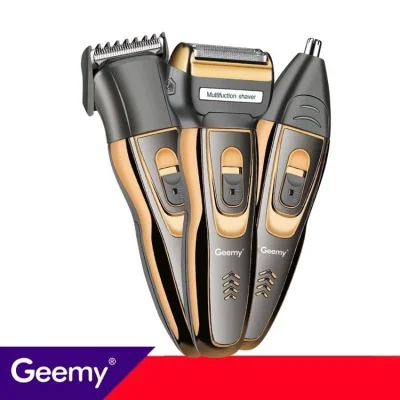 Geemy 3in1 GM-595 Professional Rechargeable Shaver & Trimmer Set(Hair Clipper/Shaver/Nose Trimmer)Mesin Gunting Rambut GM595
