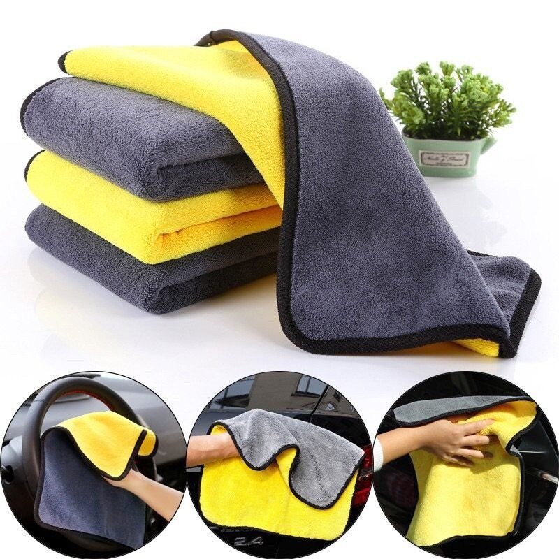 Khăn dày hai mặt 30*30, khăn lau siêu thấm lông cừu san hô xe hơi gia đình làm sạch xe hơi làm đẹp bằng vi sợi