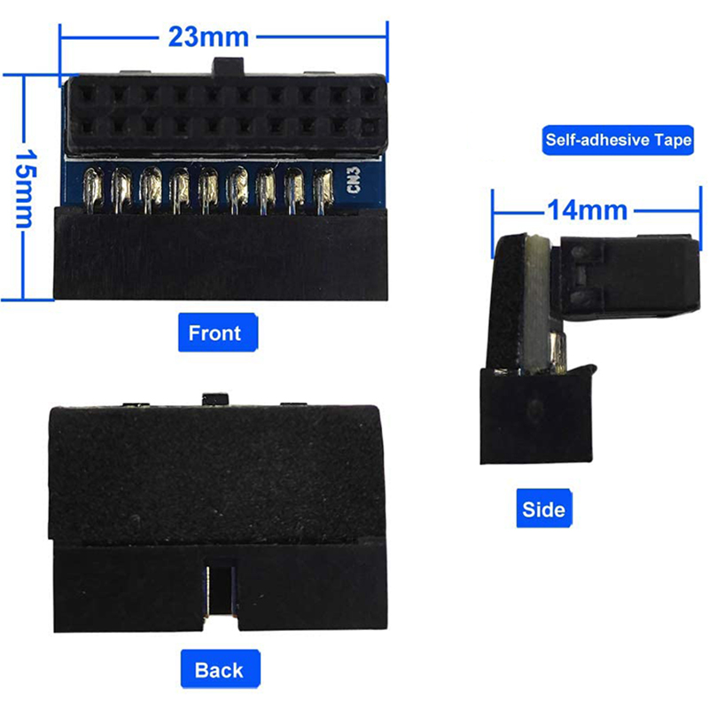 [ในสต็อก] [COD]2 Pcs USB 3.0 20 Pin Male to Female L Turn 90 Degree ...