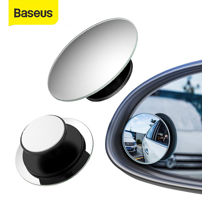 Baseus 2 Pieces Car 360 Degree HD Blind Spot Mirror Convex Mirror Car Rearview Mirror Wide Angle Vehicle Parking Rimless Mirrors