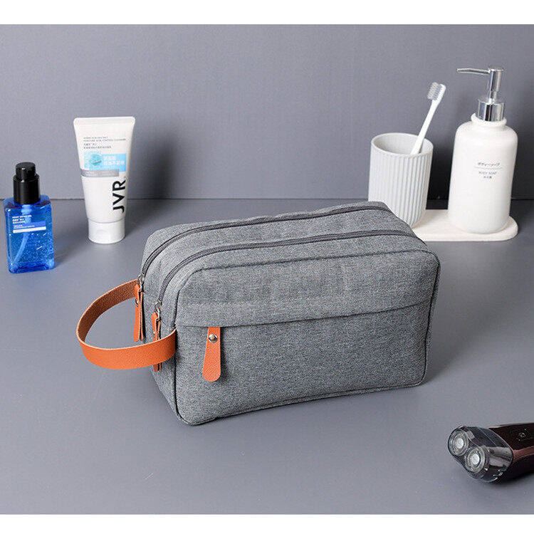 Men's Toiletry Storage Bag Double Layer Toothpaste Cleanser Stuff Organizer Pouch Bathroom Waterproof Zipper Toothbrush Hangbag