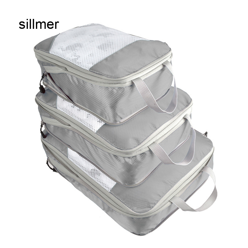 3Pcs/set Travel Storage Bag Compression Packing Cubes Travel Storage Bag Luggage Suitcase Organizer Set Foldable Waterproof Extensible Packing