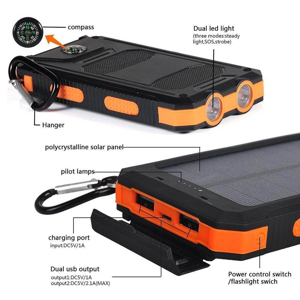 Dual USB DIY Solar Power Bank Case Kits Battery Charger External Box Flashlight