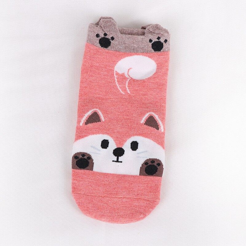 Spring And Autumn Socks New Women's Socks Cartoon Cute Animal Socks Cotton Boat Socks