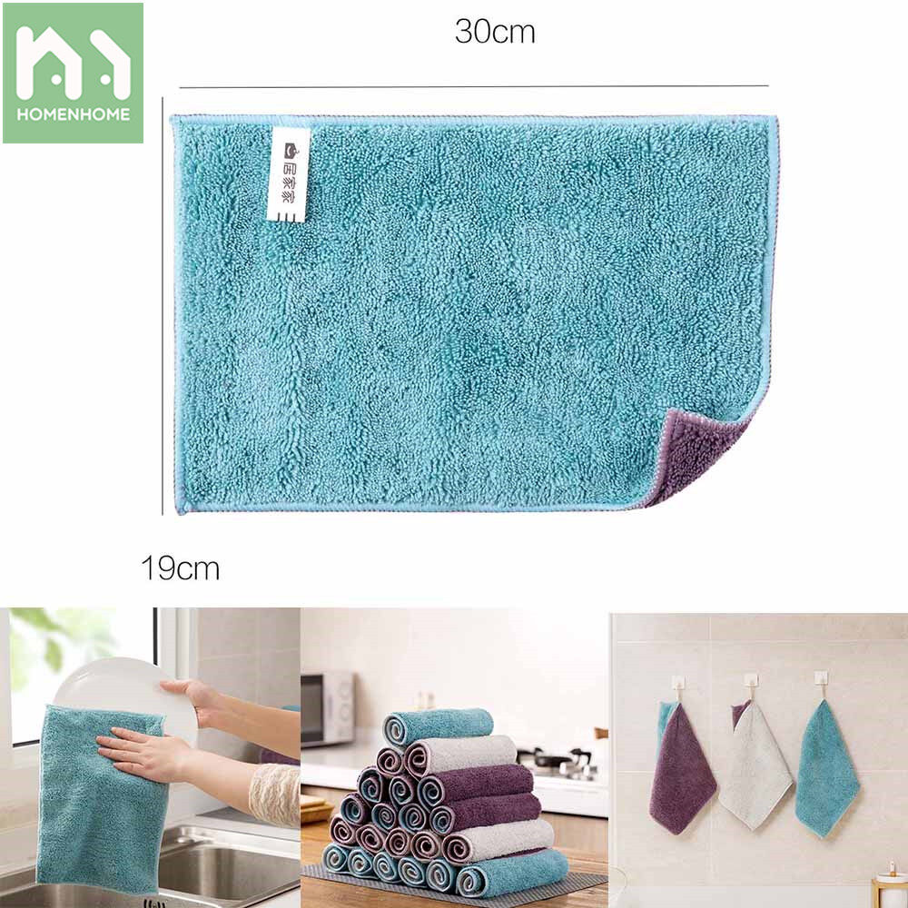 Homenhome 1 Pcs Dishcloth Polyester Absorbent Rag Kichen Cleaning Cloth 30x19 cm