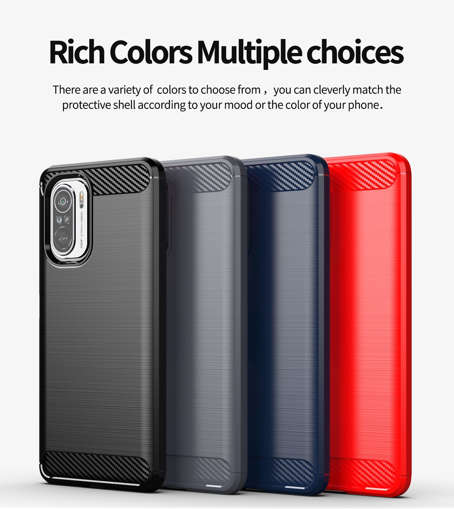Lereach for Xiaomi Redmi K40 / K40 Pro / K40 Pro + / Poco F3 TPU Carbon Fiber Silicone Brushed Phone Back Cover Soft Case