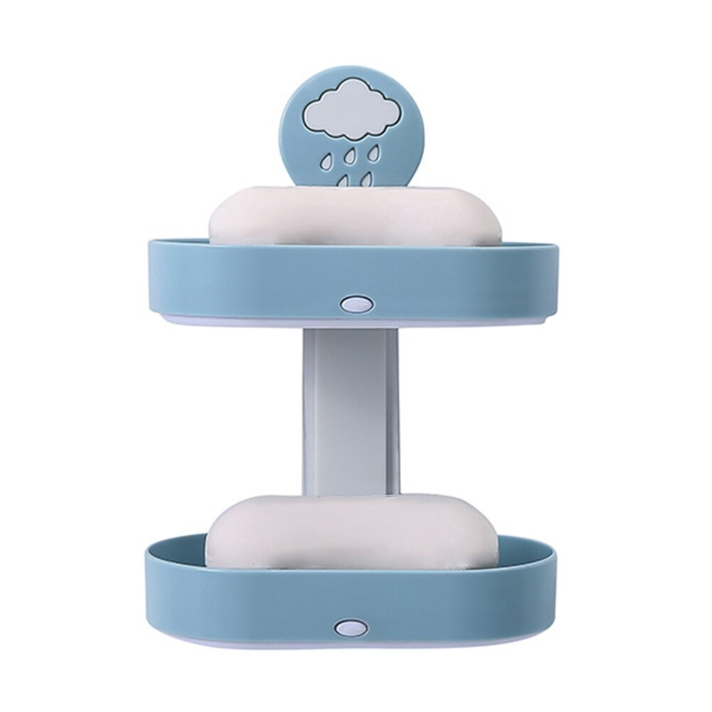 Terylin 2-layer Cute Cloud Punch Free Soap Storage Box Draining Rack Bathroom Organizer