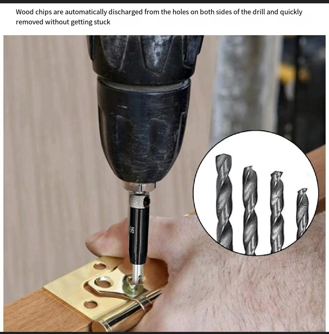 8pcs Black Hinge Drill Woodworking Drill Bit Set Hexagonal Handle Hole Locator Hinge Hinge Hole Opener