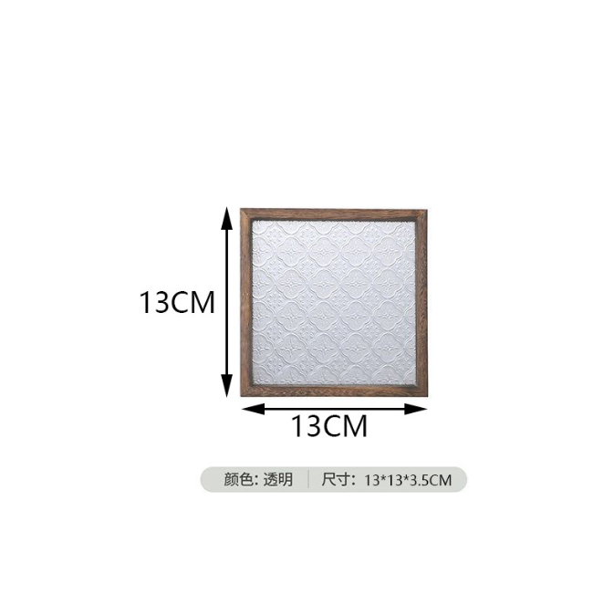 Retro Begonia Glass Wooden Tray Household Rectangular Tea Tray Desktop Water Cup Storage Tray Snack Dessert Tray