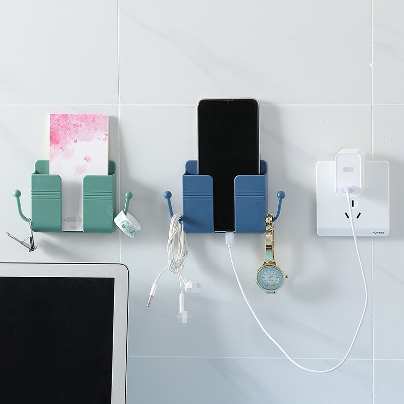 Hộp Đựng Sạc Điện Thoại Di Động Gắn Tường Hộp Đựng Điều Khiển Từ Xa Giá Đứng Đa Năng Giá Đỡ Điện Thoại Cắm Tường
