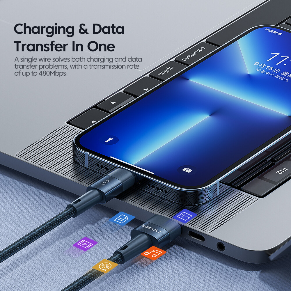 Toocki Cáp Dữ Liệu Sạc Nhanh USB Lightning Và TypeC Lightning 2.4A Cho iPhone 14 13 12 Pro Max X XS XR 8 7 Plus Cáp Sạc Nhanh iPad