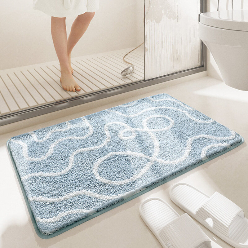 Anti-Slip Bath Mat | Fleece Thick Water Absorption Rug Thick Super Soft Shaggy Bathroom Mat Non-Slip Bathroom Rug Mat Toilet Carpet Door Rug Mat Absorbent Floor Mat Bath Rugs Machine Washable Kitchen Mat 浴室吸水地垫
