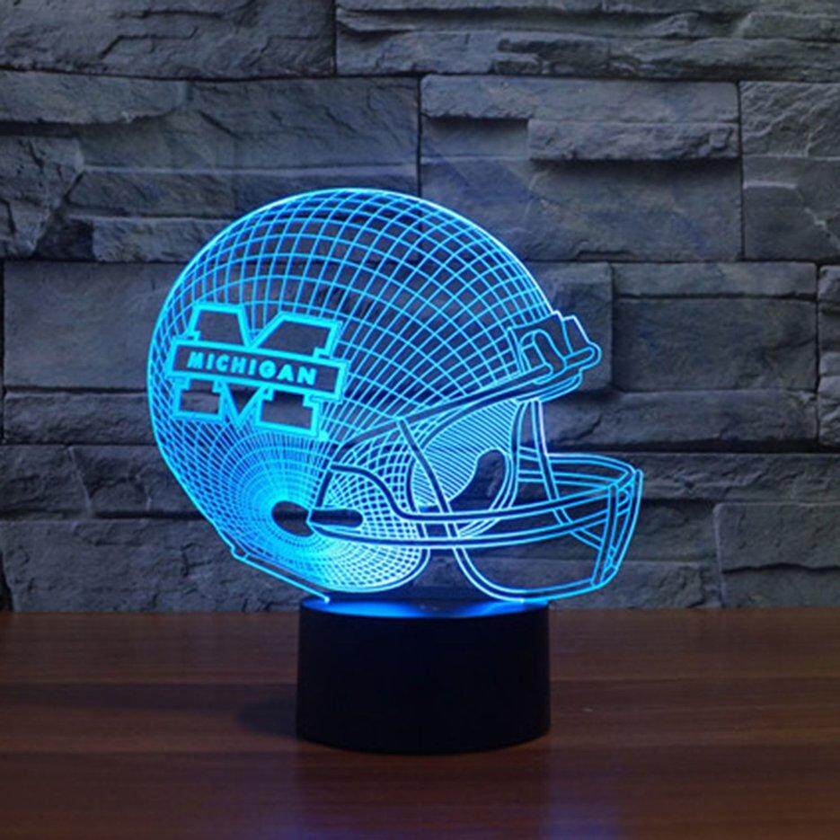 Nóng Người Bán Michigan Nắp Hình Cảm Ứng Đèn 7 Màu Đèn Đổi 3D Đèn Ngủ LED