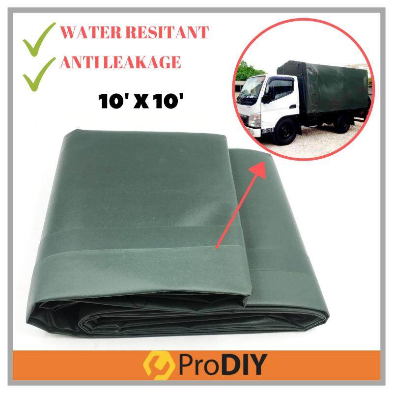 BELWAY M450 Lorry Canvas 10’ x 10’ PVC Tarpaulin Vi nylon Olive Green Ready Made Heavy Duty Cover Lorry Canvas Outdoor Waterproof Construction Slope Protection Shield Awning Sidewall Hardware Canopy Tent Extension