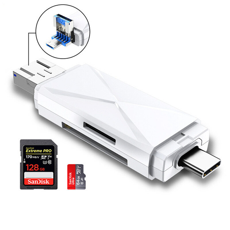 Đầu Đọc Thẻ 3 Trong 1 USB 3.0 Type C Đầu Đọc Thẻ MicroSD SDHC SD TF Bộ Chuyển Đổi Micro USB OTG 2.0 Cho Điện Thoại Android Máy Tính Bảng