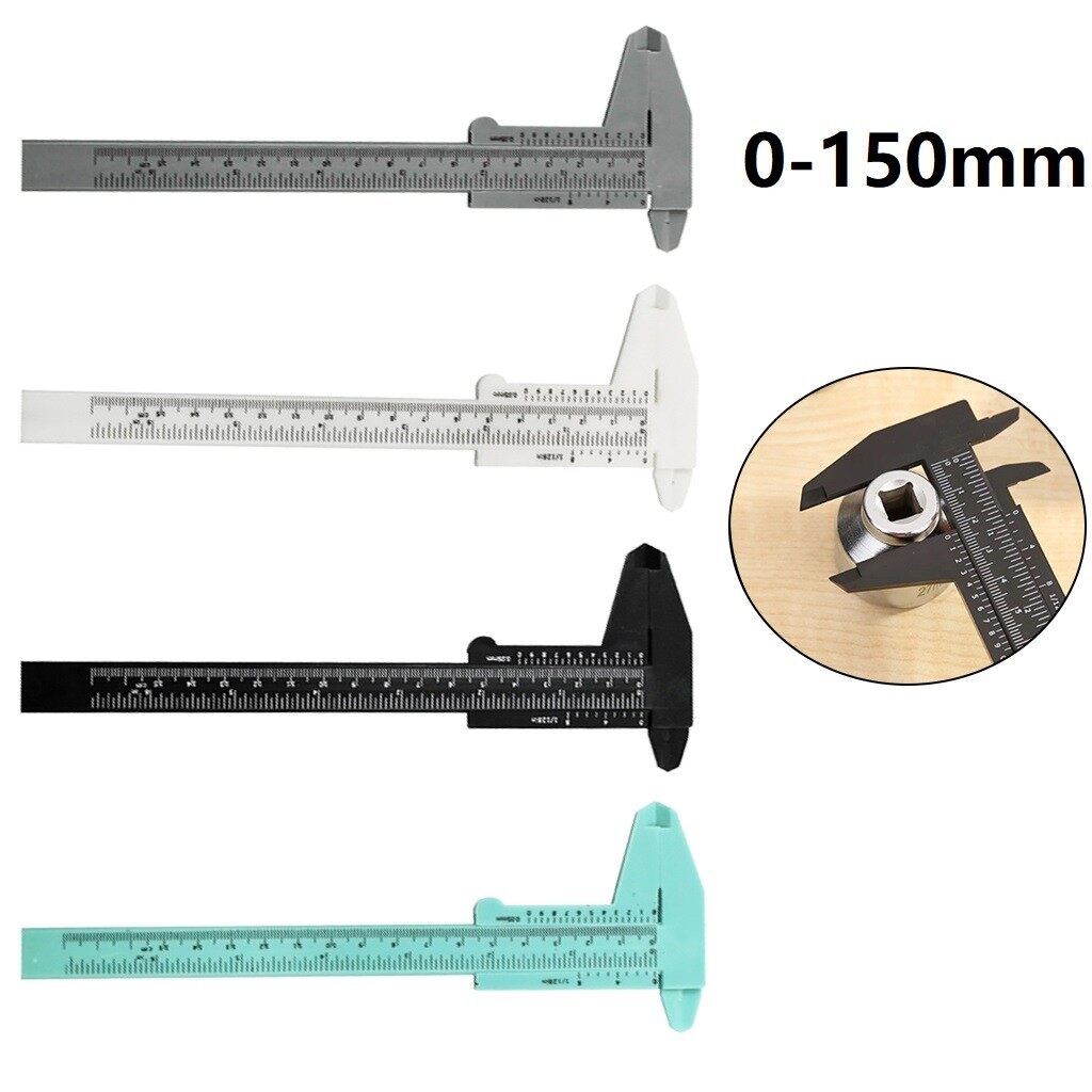 0-150mm Vernier Caliper DIY Double Rule Scale Plastic Vernier Caliper Mini Measuring Ruler Tool