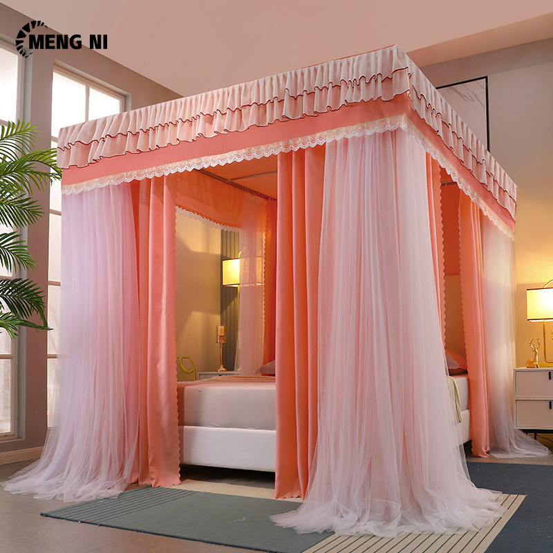 Bed household mosquito net windproof and warm double-layer Korean bed mantle dust-proof top princess wind bed curtain