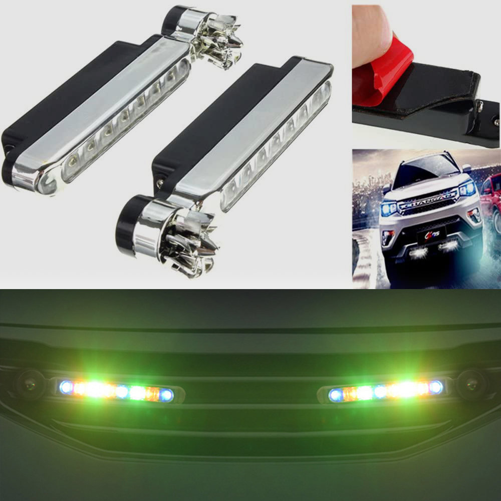 2pcs Waterproof 8 Leds Wind Energy Powered Car Exterior Daytime Light Fog Lamp Running Light