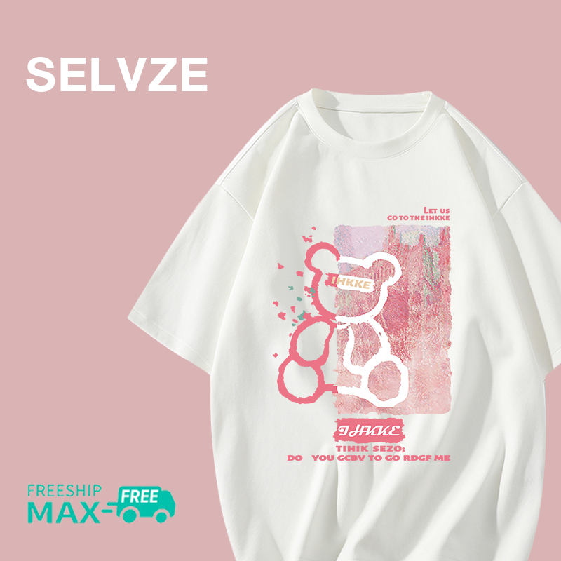 SELVZE The Korean Version of The Casual Cute Pattern Fashion Oversize T-shirt for Woman