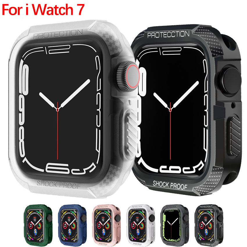 Shockproof Watch Cover compatible with apple watch 7 case 41mm 45mm protractor bezel soft silicone case for i watch 7 series