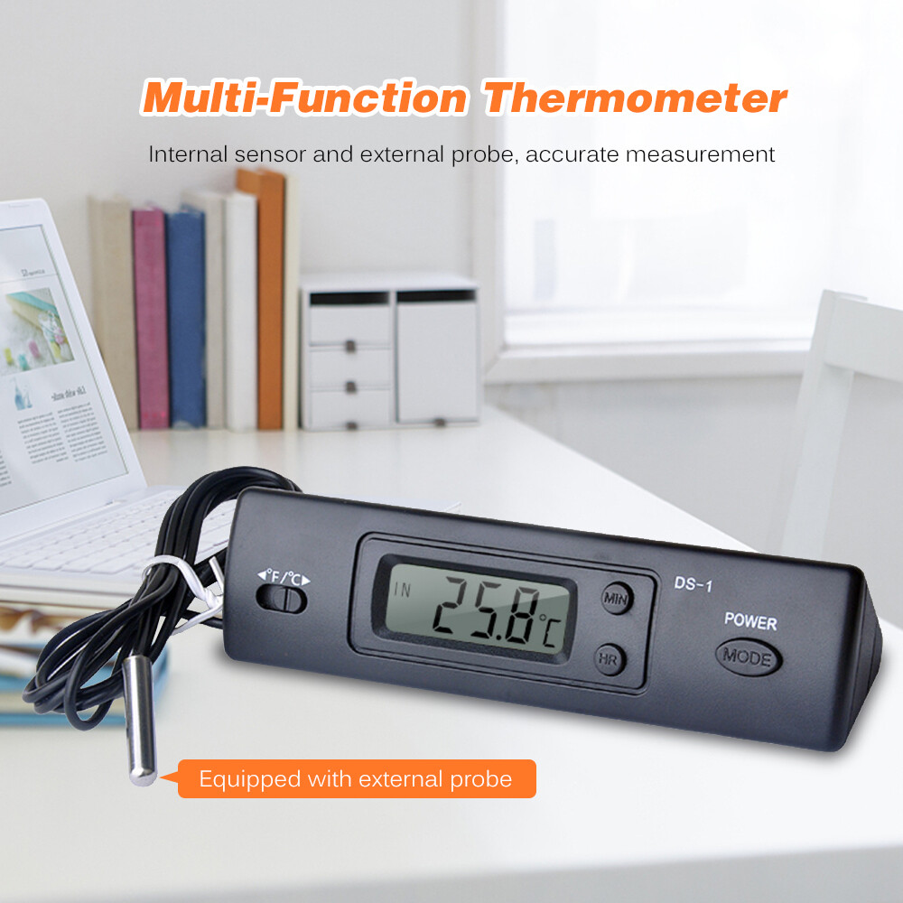 Nhiệt Kế Mini Nhiệt Kế Điện Tử Kỹ Thuật Số Cho Ô Tô Nhiệt Kế Đa Năng Trong Nhà Ngoài Trời Hiển Thị Nhiệt Độ Thời Gian Với Đầu Dò