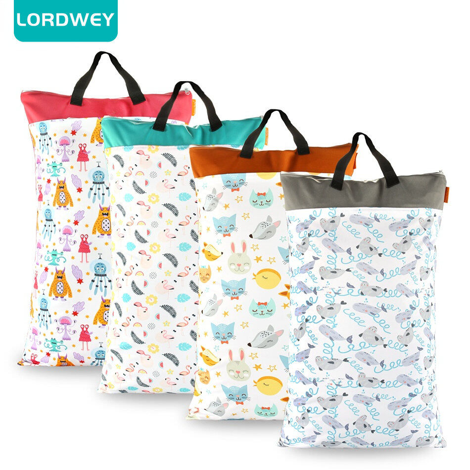 LORDWEY 1 pcs Large Hanging Wet/Dry Pail Bag for Cloth Diaper,Inserts,Nappy, Laundry With Two Zippered Waterproof,Reusable ราคา 356 บาท*ส่งฟรี