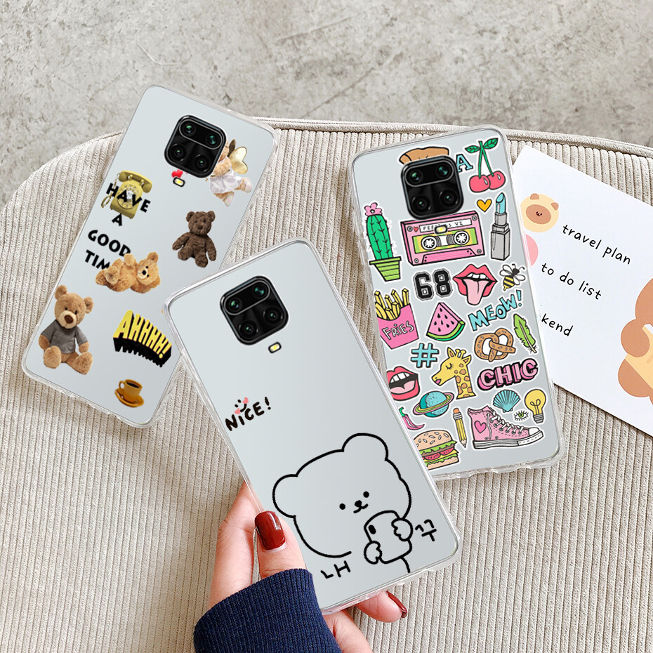 Ốp Cho Xiaomi Redmi Note 9S Note 9 Pro Ốp Ốp Lưng Điện Thoại TPU Silicon Mềm Trong Suốt Sơn Màu Dễ Thương Cover Quay Lại