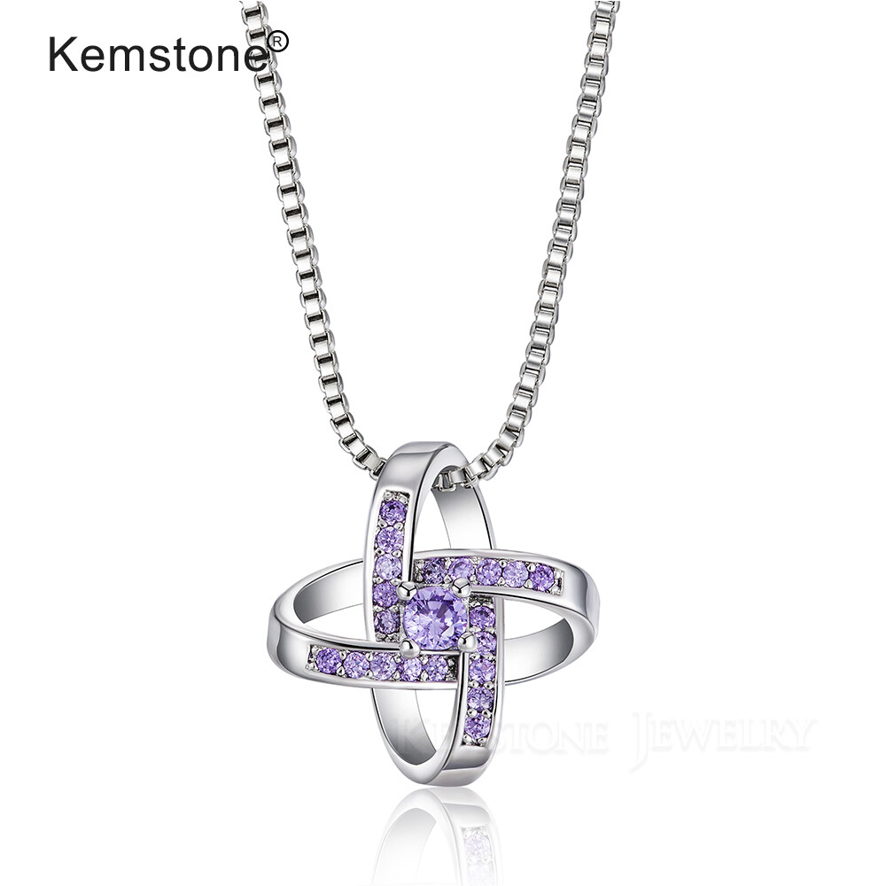 Kemstone Fashion Crystal Lucky Grass Pendant Necklaces Birthday Gift for Women