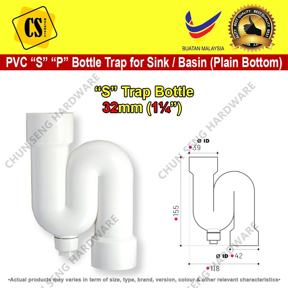 PVC Bottle Trap P Trap and S Trap for Kitchen Sink and Toilet Basin