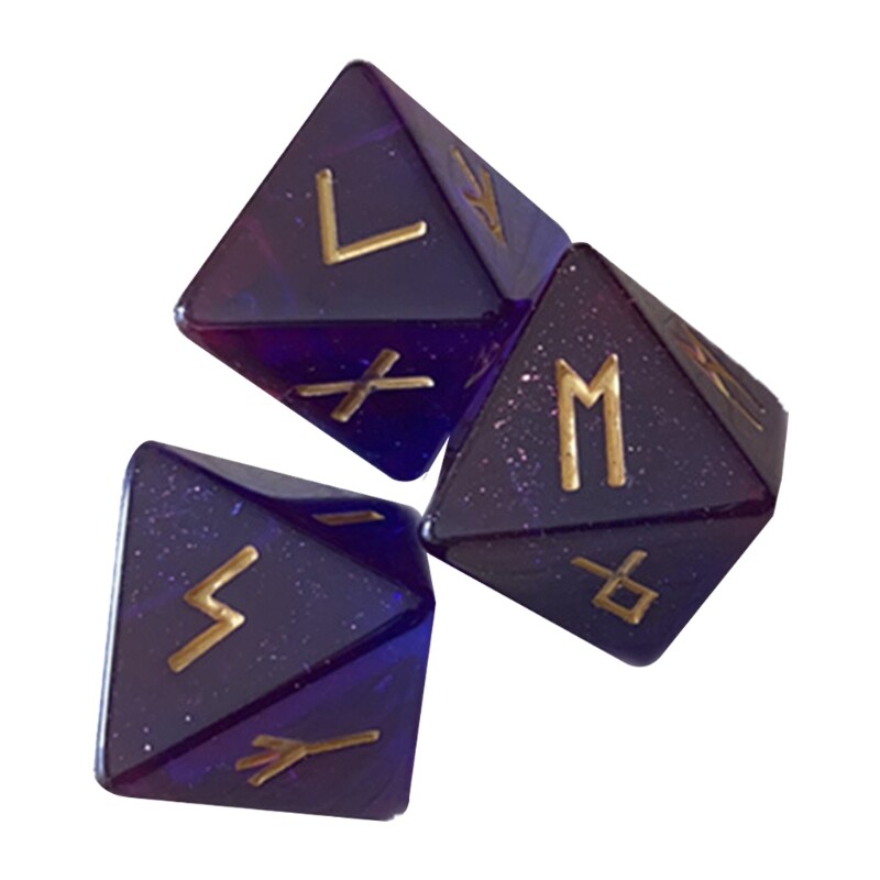 【Rove-Shop】 Bộ 3 Con Xúc Xắc Rune 8 Mặt Xúc Xắc Đa Diện Các Loại Nhựa Resin CuộN Bảng Bói Toán Thẻ Tiệc Đồ Chơi Trò Chơi