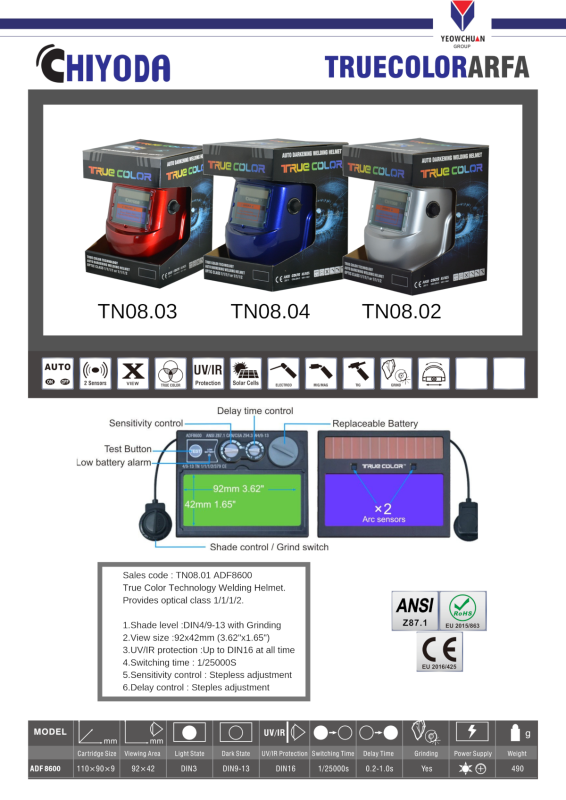 Welding Helmet ,Automatic Darkening Solar Powered ,True Color Technology