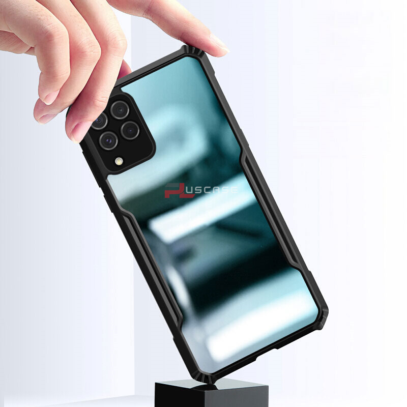 PlusCase for Samsung Galaxy M62 Case Air Cushion Hard Crystal Clear Back Soft Border Shockproof Full Protection Phone Casing