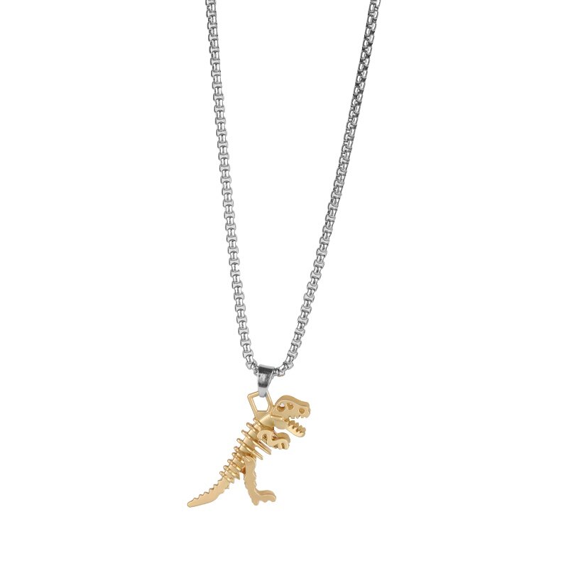 2 Styles of Dinosaur Pendant Necklace Men and Women Fashion Accessories Cool Chain Design Jewelry for Friends