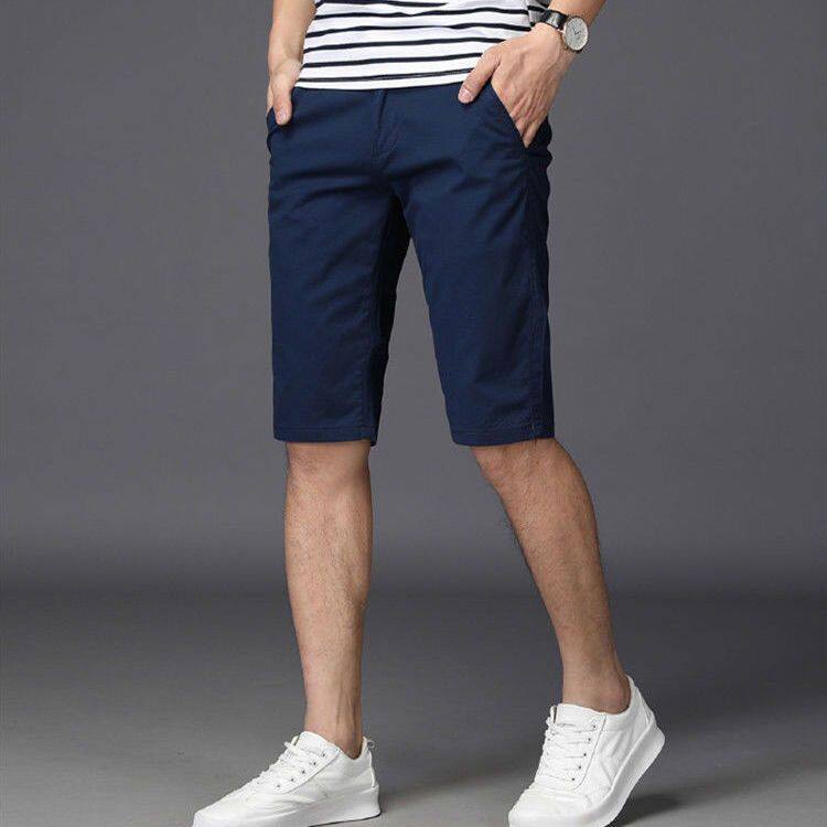 Summer Men's Casual Shorts Thin Slim Five-point Trousers Men's Solid Straight Five-point Trousers