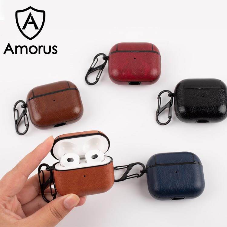 Amorus Ốp Bảo Vệ PU Bọc Da PU Chống Rơi Nút Bọc Tai Nghe Có Móc Chống Mất