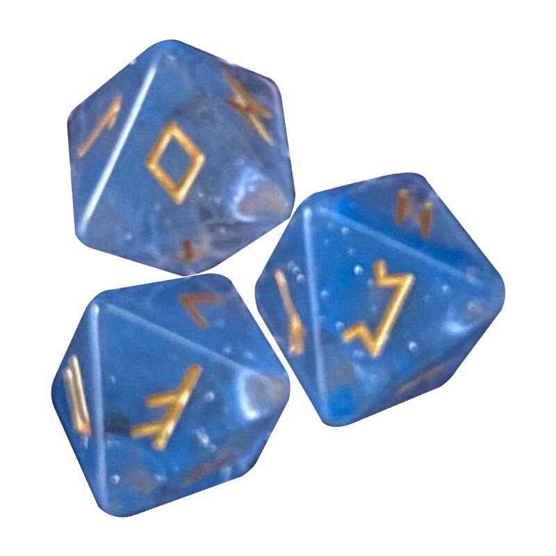 【Rove-Shop】3 Pcs 8-Sided Rune Dice Resin Assorted Polyhedral Dices Set Divination Table Board Roll Party Cards Playing Game Toy
