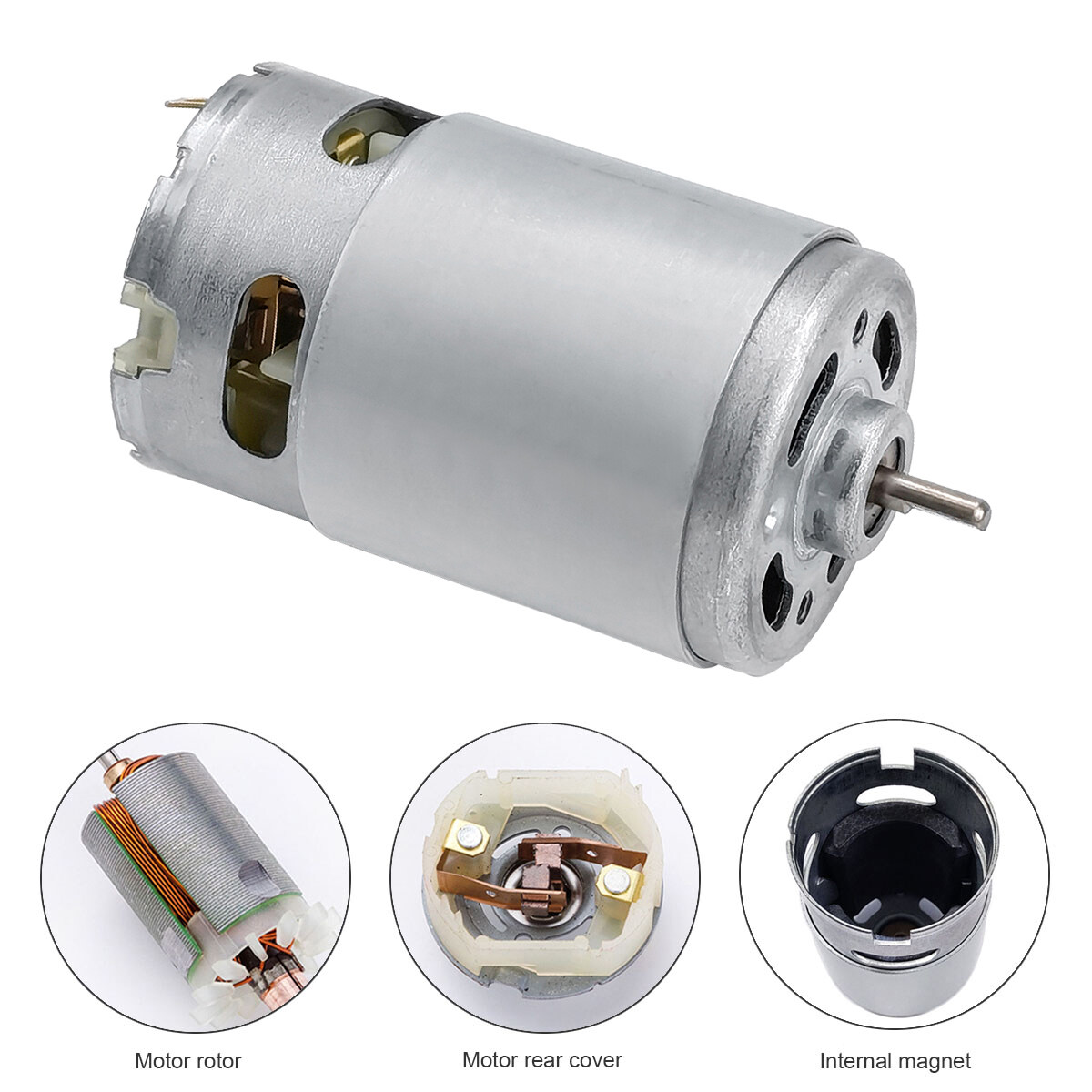 RS550 Motor DC Sumbu D 9Mm, Motor Mikro 12V untuk Bor Tanpa Kabel