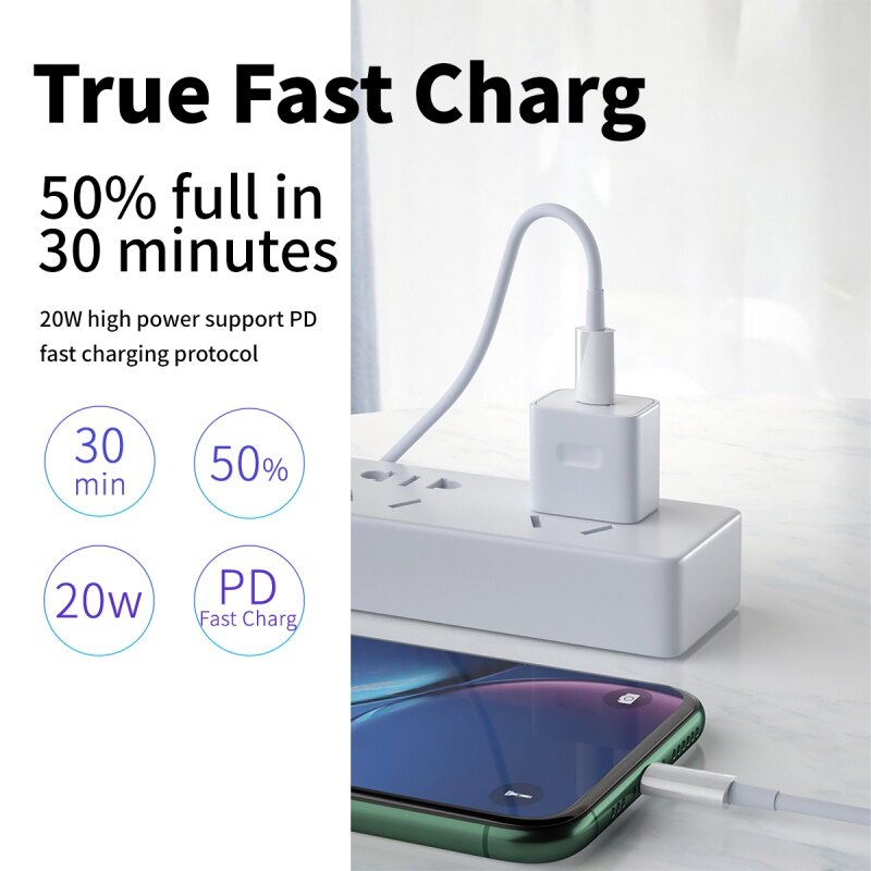 FONKEN Cáp Sạc Nhanh PD 20W USB C Sang Lightning PD USB-C Truyền Dữ Liệu Đồng Bộ Type C TypeC Cho iPhone 12 Apple