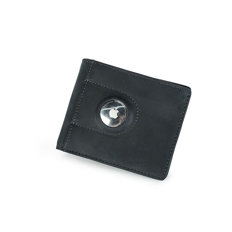 Hiram Genuine Leather Men Wallets RFID Airtag Slot Card Holder Coin Purse Pocket Fashion Brand Small Money Clip Male Wallet