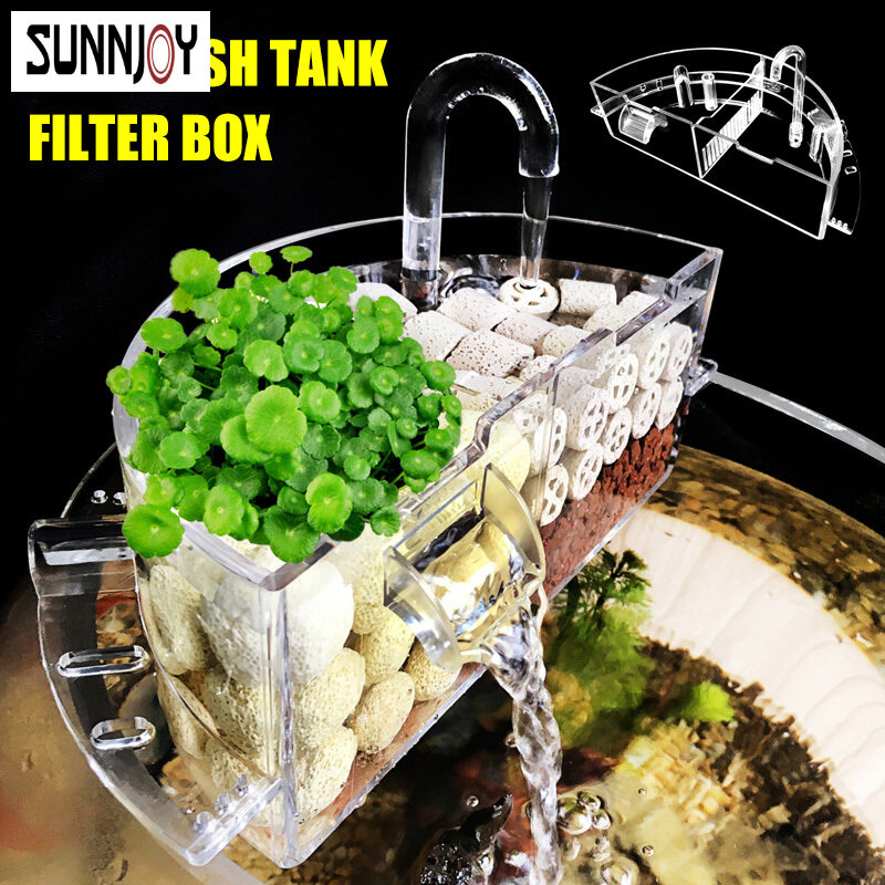 Bể cá bộ lọc bên ngoài hộp máy lọc nước treo bên ngoài acrylic cho phụ kiện bể cá tròn